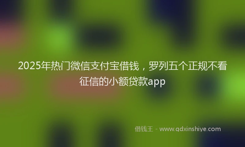 2025年热门微信支付宝借钱，罗列五个正规不看征信的小额贷款app