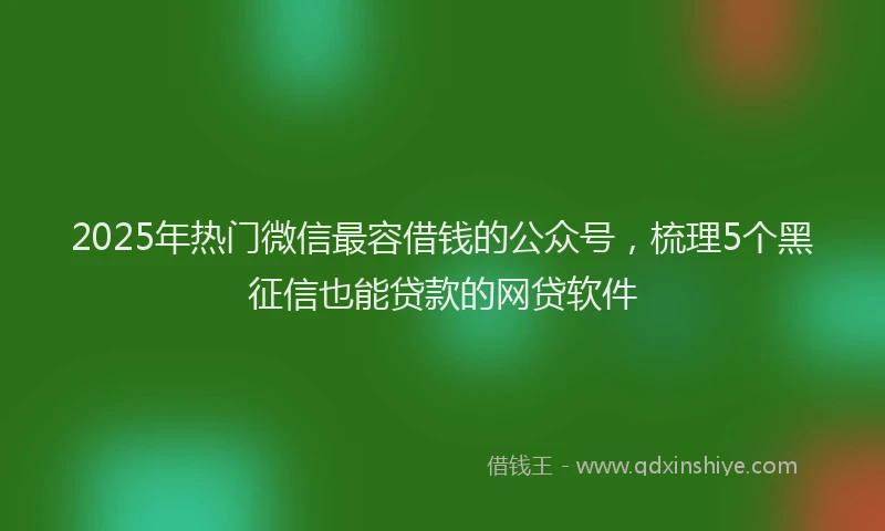 2025年热门微信最容借钱的公众号，梳理5个黑征信也能贷款的网贷软件