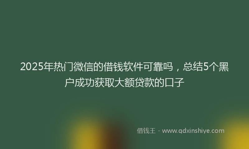 2025年热门微信的借钱软件可靠吗，总结5个黑户成功获取大额贷款的口子