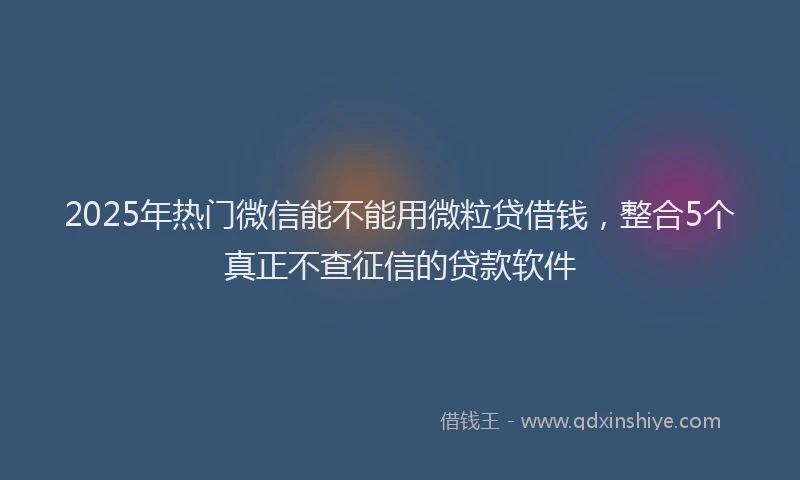 2025年热门微信能不能用微粒贷借钱，整合5个真正不查征信的贷款软件