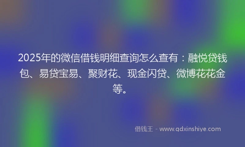2025年的微信借钱明细查询怎么查有：融悦贷钱包、易贷宝易、聚财花、现金闪贷、微博花花金等。