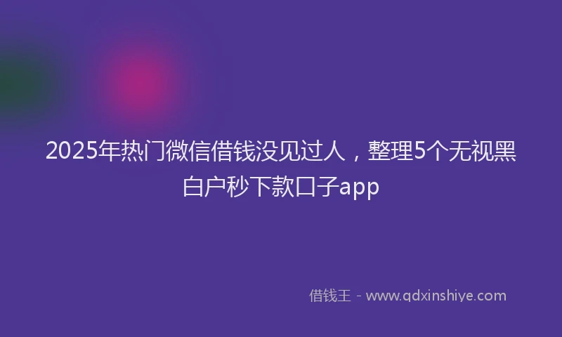 2025年热门微信借钱没见过人，整理5个无视黑白户秒下款口子app