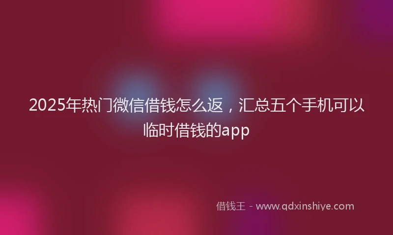 2025年热门微信借钱怎么返，汇总五个手机可以临时借钱的app