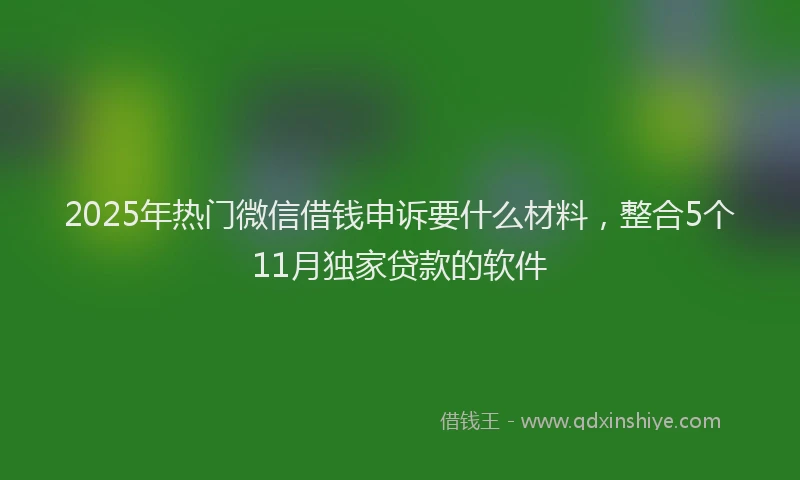 2025年热门微信借钱申诉要什么材料，整合5个11月独家贷款的软件