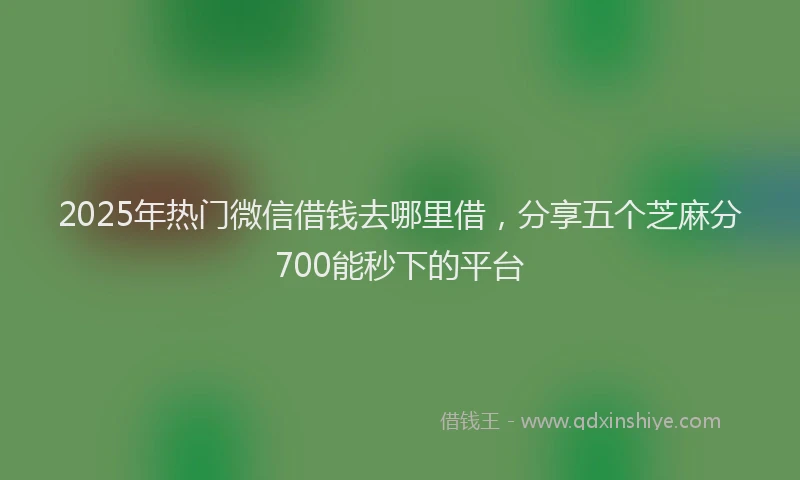 2025年热门微信借钱去哪里借，分享五个芝麻分700能秒下的平台