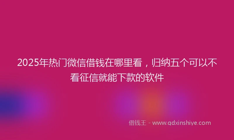 2025年热门微信借钱在哪里看，归纳五个可以不看征信就能下款的软件