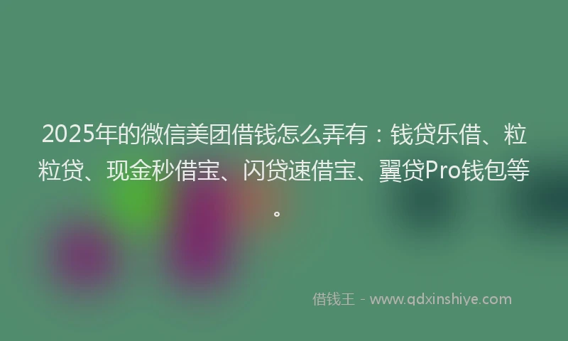 2025年的微信美团借钱怎么弄有：钱贷乐借、粒粒贷、现金秒借宝、闪贷速借宝、翼贷Pro钱包等。