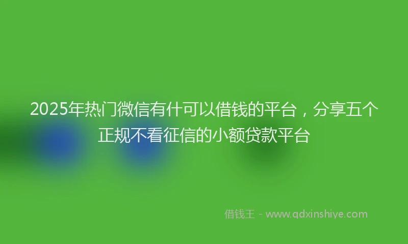 2025年热门微信有什可以借钱的平台，分享五个正规不看征信的小额贷款平台