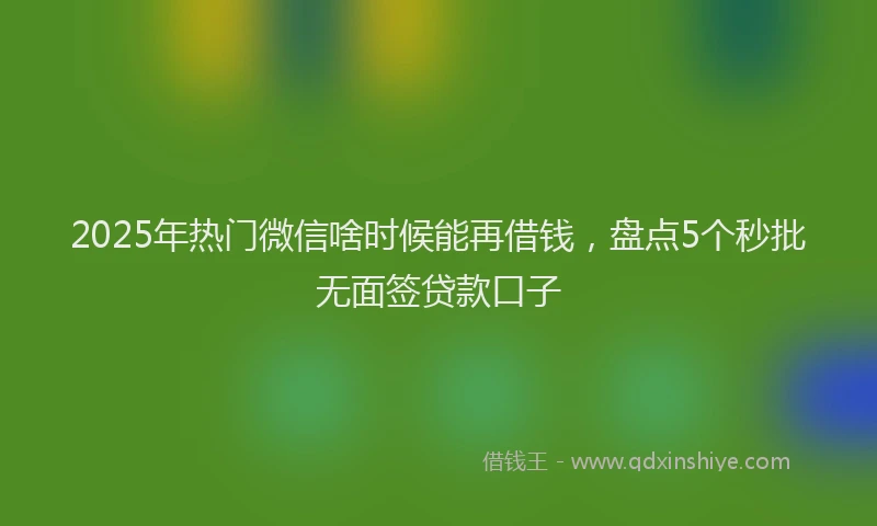 2025年热门微信啥时候能再借钱，盘点5个秒批无面签贷款口子