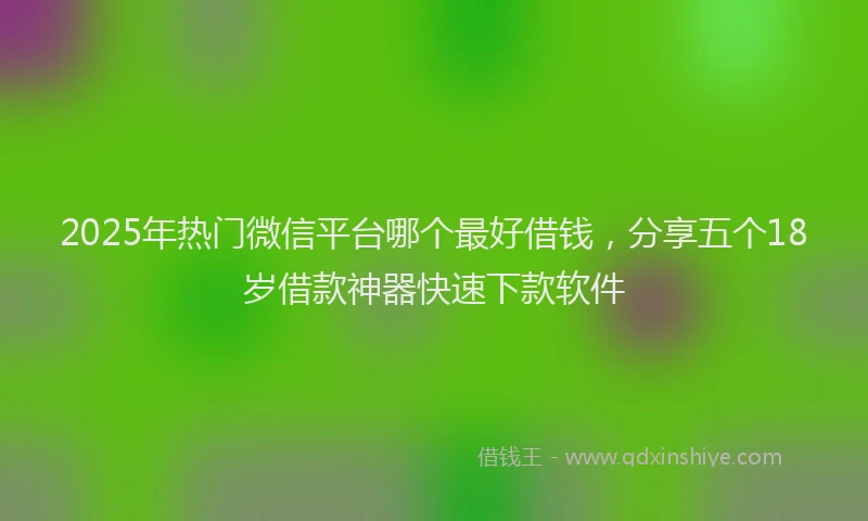 2025年热门微信平台哪个最好借钱，分享五个18岁借款神器快速下款软件