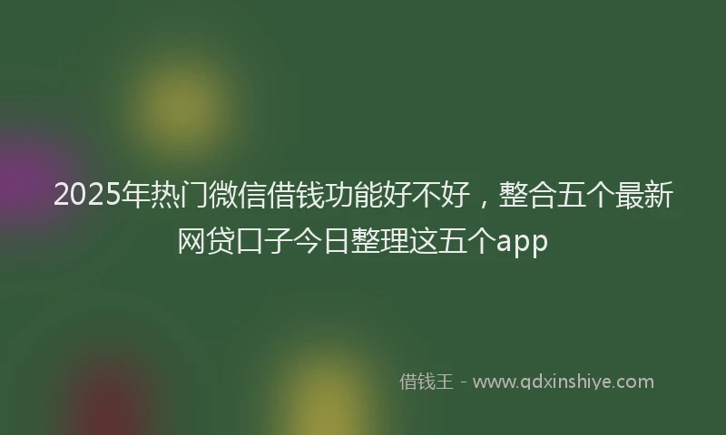 2025年热门微信借钱功能好不好，整合五个最新网贷口子今日整理这五个app