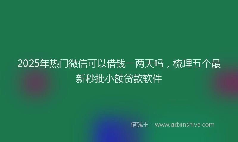 2025年热门微信可以借钱一两天吗，梳理五个最新秒批小额贷款软件