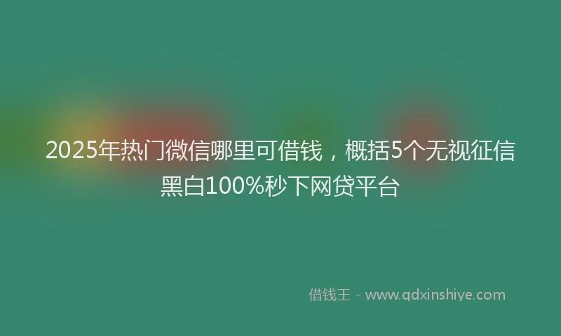 2025年热门微信哪里可借钱，概括5个无视征信黑白100%秒下网贷平台