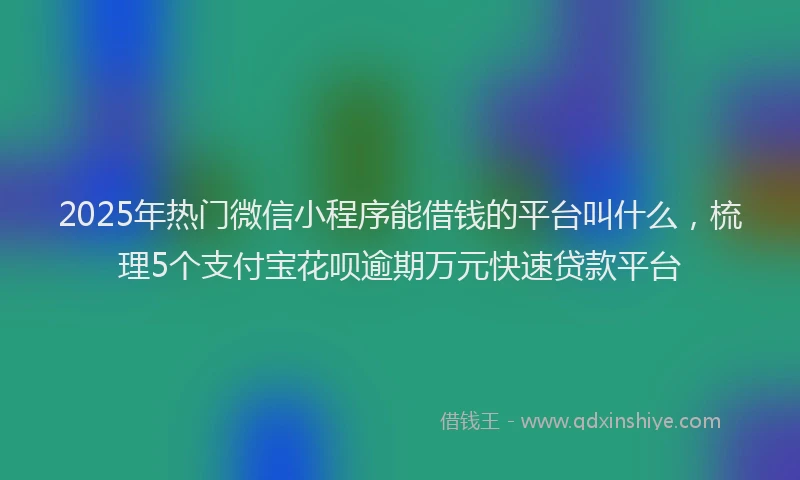 2025年热门微信小程序能借钱的平台叫什么，梳理5个支付宝花呗逾期万元快速贷款平台