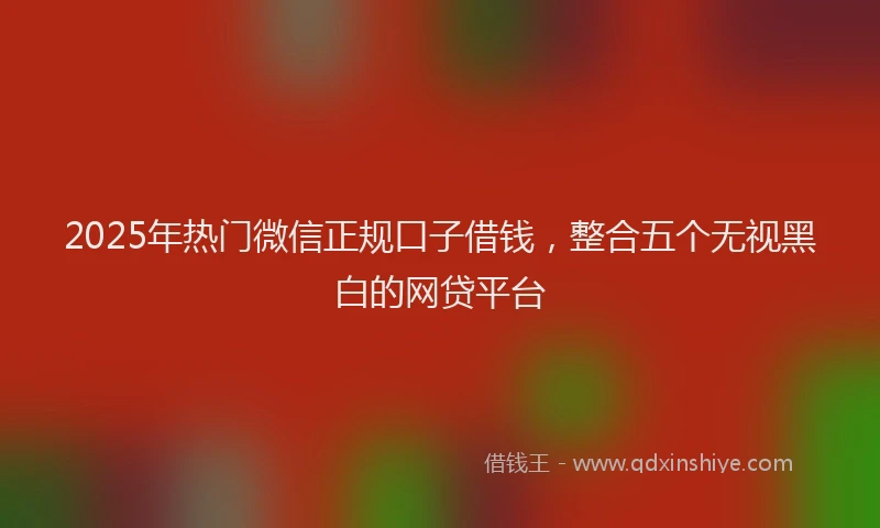 2025年热门微信正规口子借钱，整合五个无视黑白的网贷平台