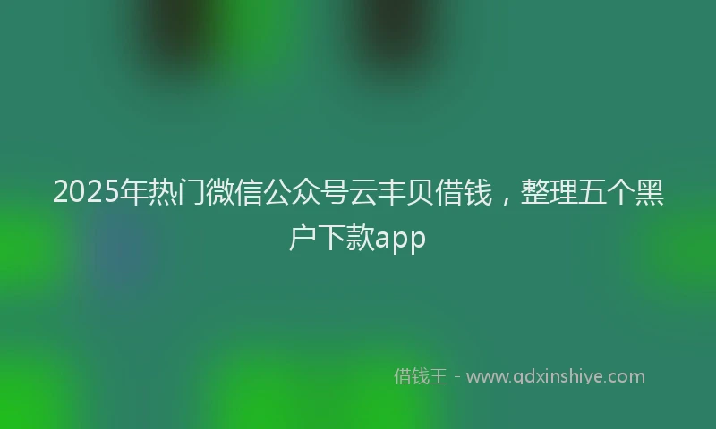 2025年热门微信公众号云丰贝借钱，整理五个黑户下款app