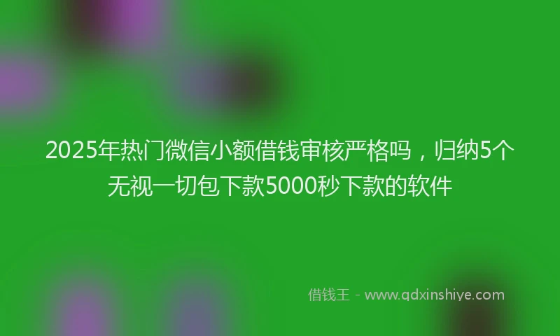 2025年热门微信小额借钱审核严格吗，归纳5个无视一切包下款5000秒下款的软件
