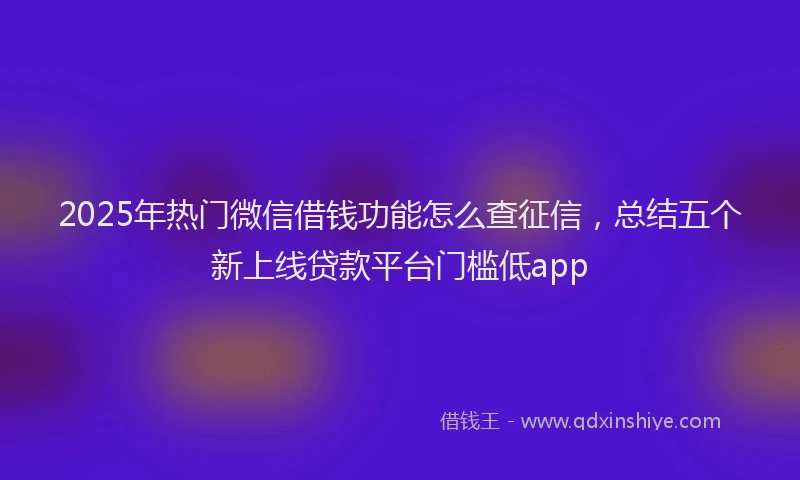 2025年热门微信借钱功能怎么查征信，总结五个新上线贷款平台门槛低app