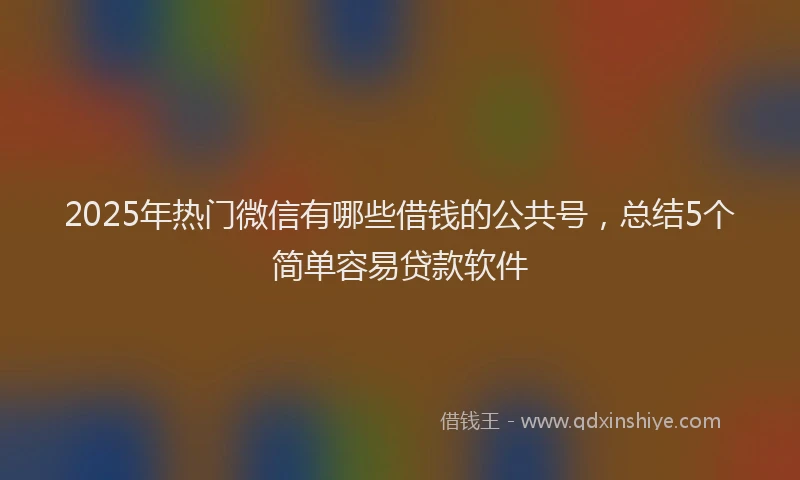 2025年热门微信有哪些借钱的公共号，总结5个简单容易贷款软件