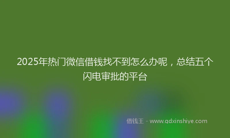 2025年热门微信借钱找不到怎么办呢，总结五个闪电审批的平台
