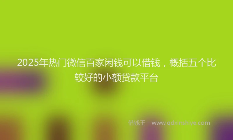 2025年热门微信百家闲钱可以借钱，概括五个比较好的小额贷款平台
