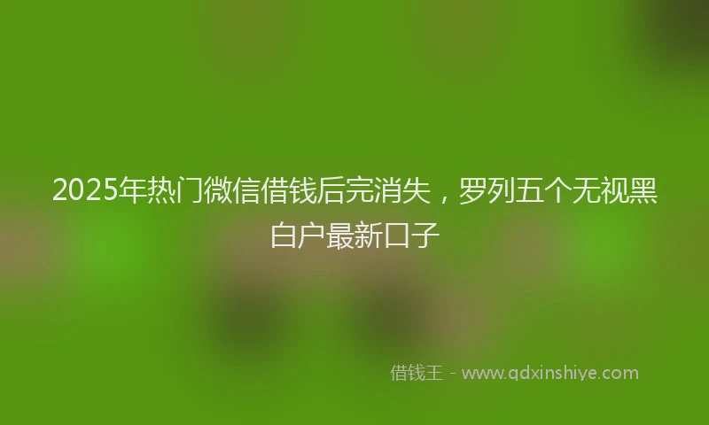 2025年热门微信借钱后完消失，罗列五个无视黑白户最新口子