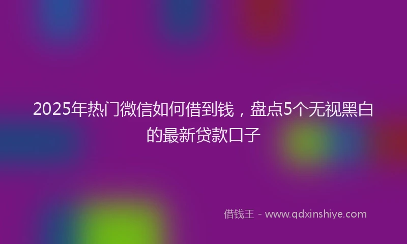2025年热门微信如何借到钱，盘点5个无视黑白的最新贷款口子