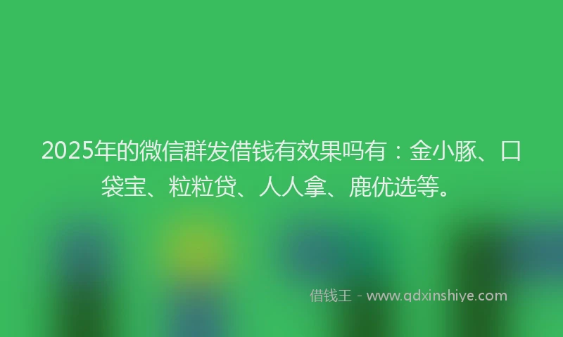 2025年的微信群发借钱有效果吗有：金小豚、口袋宝、粒粒贷、人人拿、鹿优选等。
