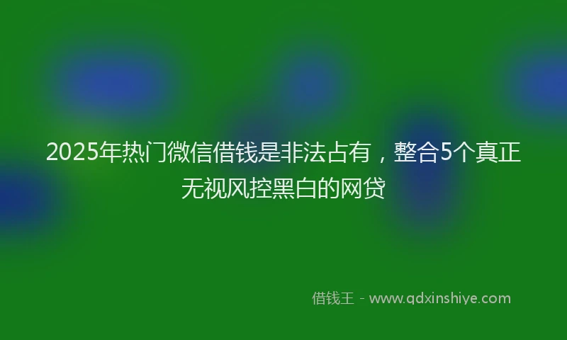 2025年热门微信借钱是非法占有，整合5个真正无视风控黑白的网贷