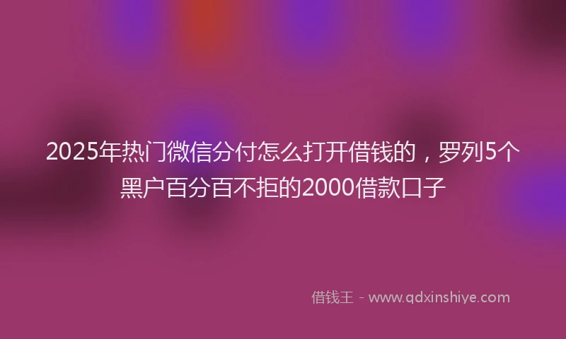 2025年热门微信分付怎么打开借钱的，罗列5个黑户百分百不拒的2000借款口子