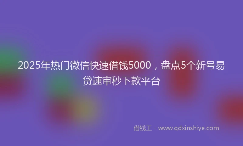 2025年热门微信快速借钱5000，盘点5个新号易贷速审秒下款平台