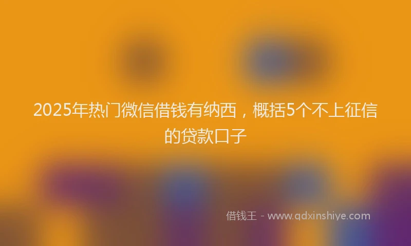 2025年热门微信借钱有纳西，概括5个不上征信的贷款口子