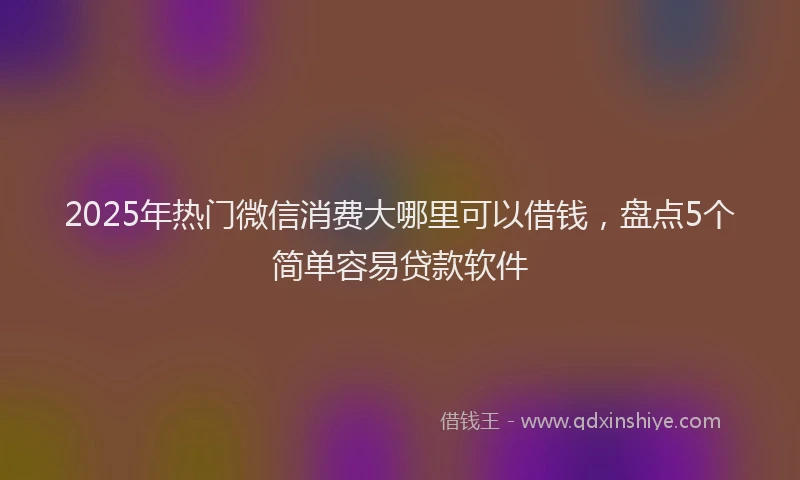 2025年热门微信消费大哪里可以借钱，盘点5个简单容易贷款软件