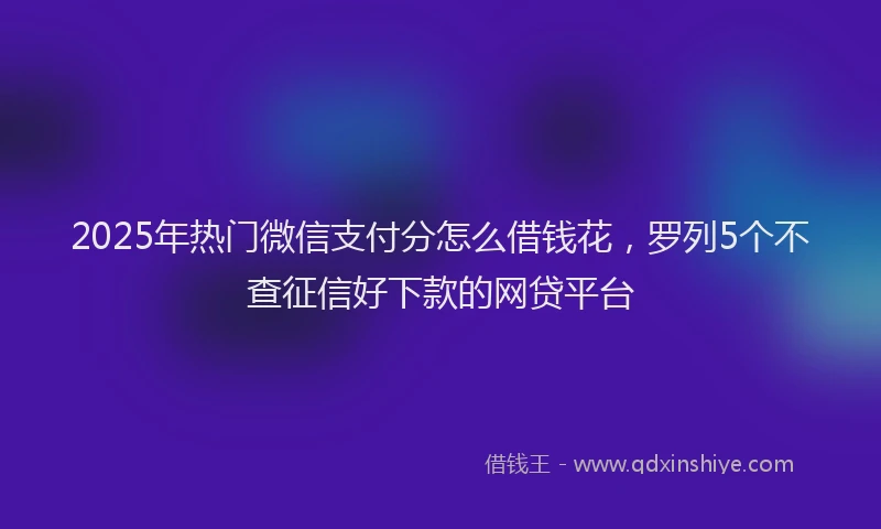 2025年热门微信支付分怎么借钱花，罗列5个不查征信好下款的网贷平台