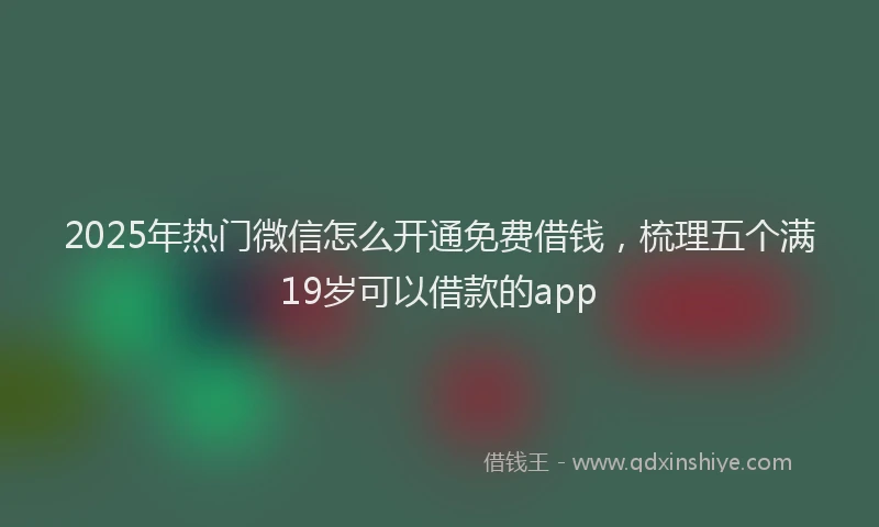 2025年热门微信怎么开通免费借钱，梳理五个满19岁可以借款的app