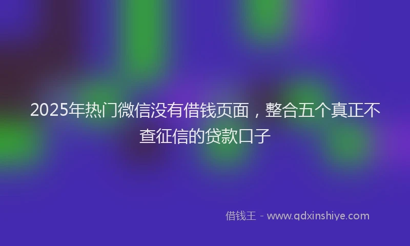 2025年热门微信没有借钱页面，整合五个真正不查征信的贷款口子