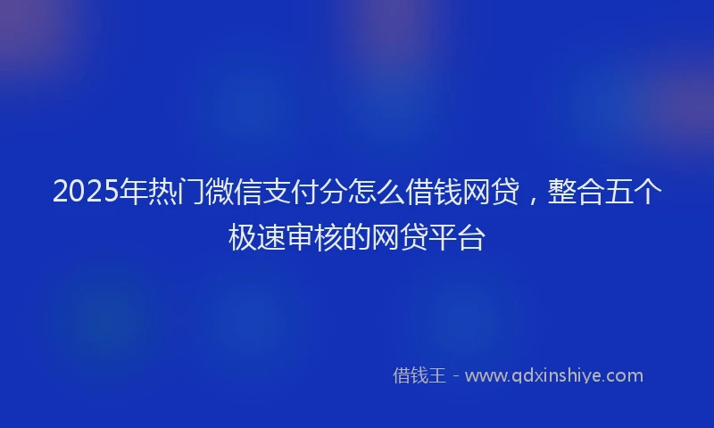 2025年热门微信支付分怎么借钱网贷，整合五个极速审核的网贷平台