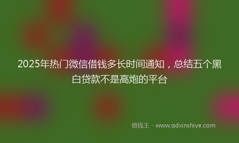 2025年热门微信借钱多长时间通知，总结五个黑白贷款不是高炮的平台