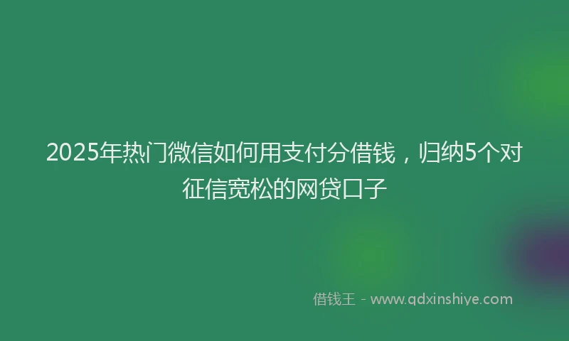 2025年热门微信如何用支付分借钱，归纳5个对征信宽松的网贷口子