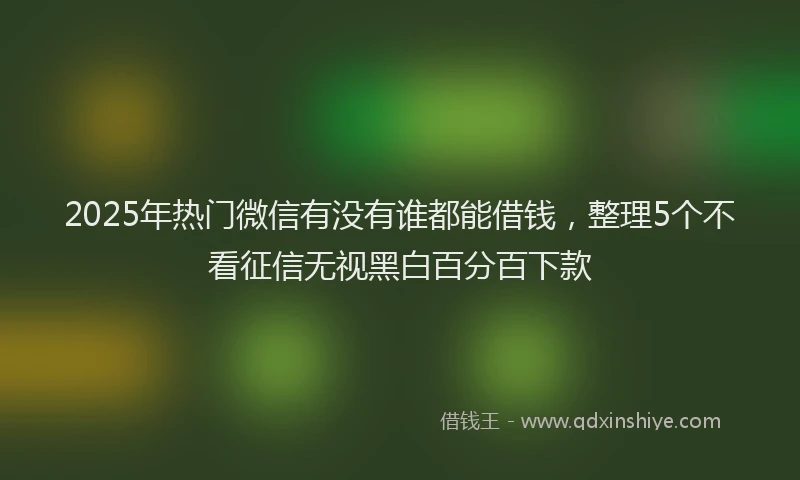 2025年热门微信有没有谁都能借钱，整理5个不看征信无视黑白百分百下款