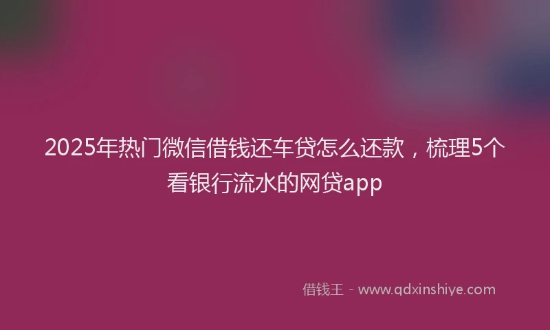 2025年热门微信借钱还车贷怎么还款，梳理5个看银行流水的网贷app