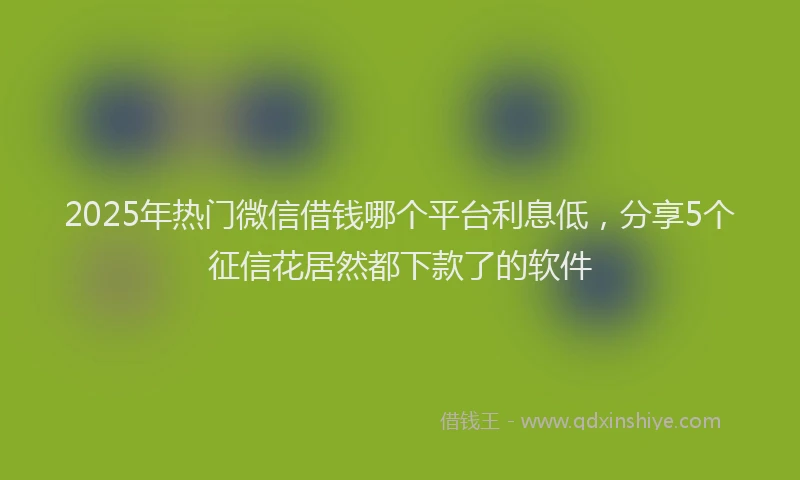 2025年热门微信借钱哪个平台利息低，分享5个征信花居然都下款了的软件