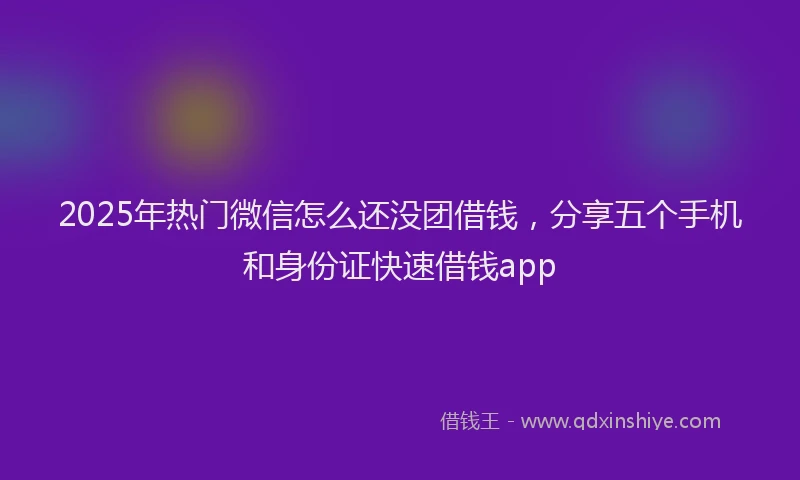 2025年热门微信怎么还没团借钱，分享五个手机和身份证快速借钱app