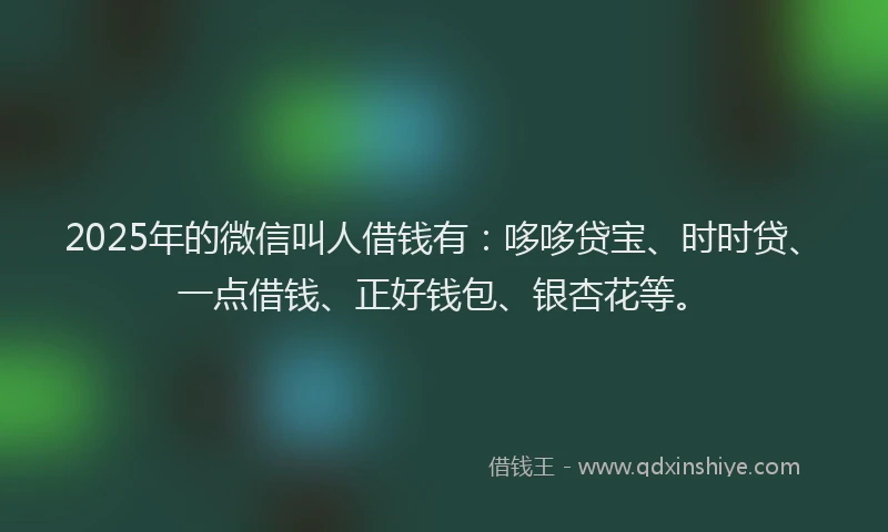 2025年的微信叫人借钱有：哆哆贷宝、时时贷、一点借钱、正好钱包、银杏花等。