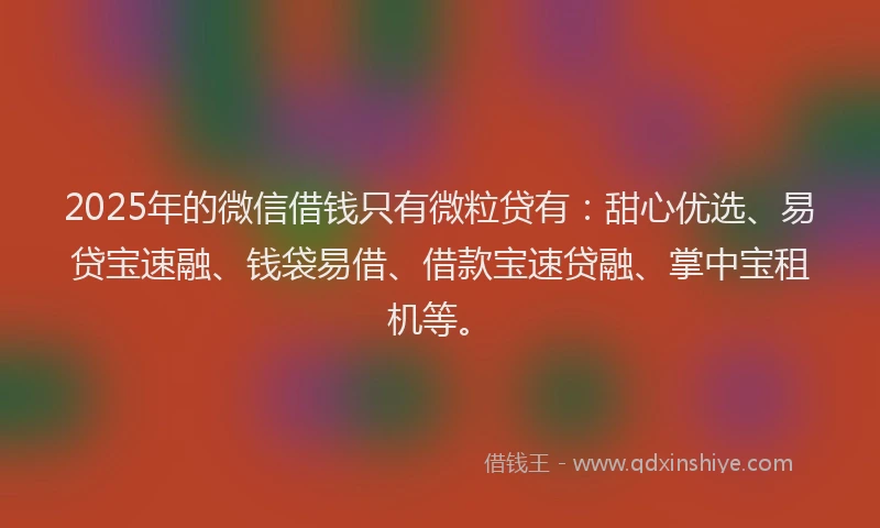 2025年的微信借钱只有微粒贷有：甜心优选、易贷宝速融、钱袋易借、借款宝速贷融、掌中宝租机等。