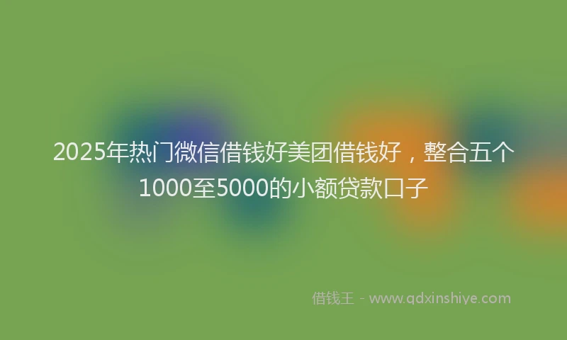 2025年热门微信借钱好美团借钱好，整合五个1000至5000的小额贷款口子