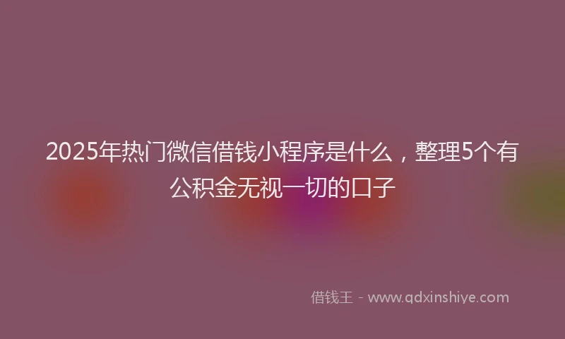 2025年热门微信借钱小程序是什么，整理5个有公积金无视一切的口子