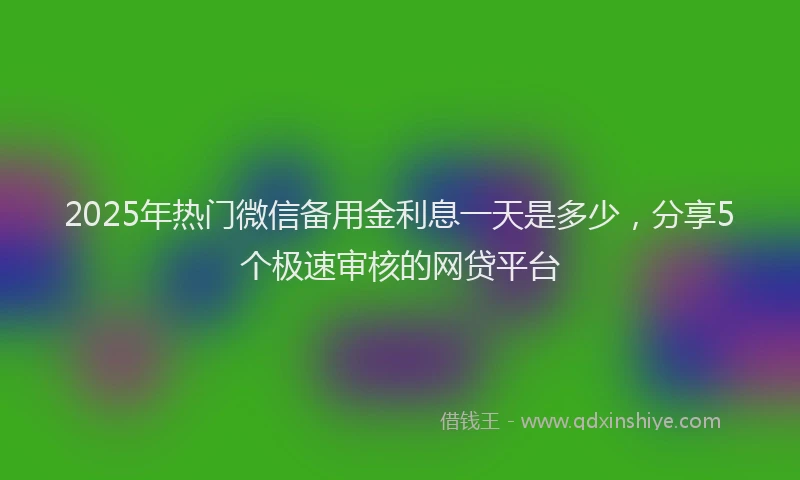 2025年热门微信备用金利息一天是多少，分享5个极速审核的网贷平台