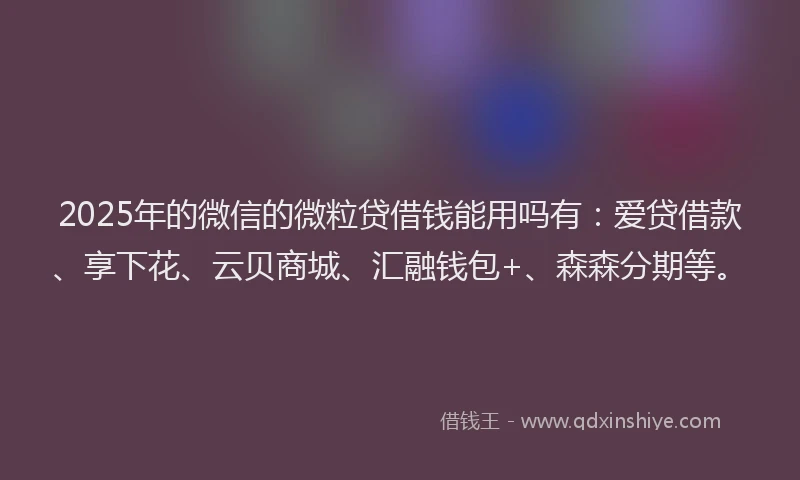 2025年的微信的微粒贷借钱能用吗有：爱贷借款、享下花、云贝商城、汇融钱包+、森森分期等。