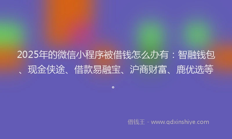 2025年的微信小程序被借钱怎么办有：智融钱包、现金侠途、借款易融宝、沪商财富、鹿优选等。